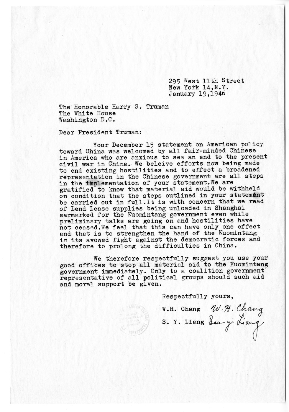 Memorandum from President Harry S. Truman to Secretary of Commerce Wallace with Attachments