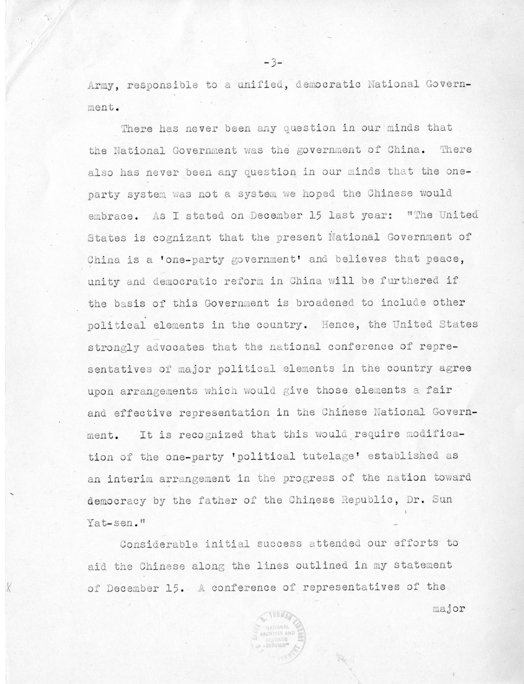 Memorandum, Background on Situation in China