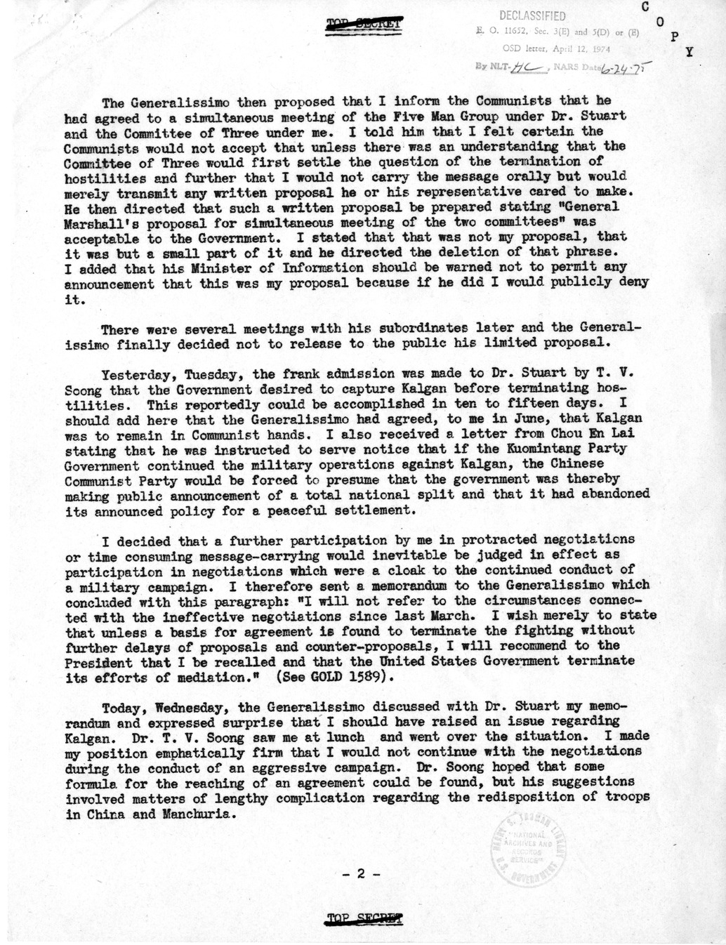 Memorandum from President Harry S. Truman to the Acting Secretary of State, with Attachments