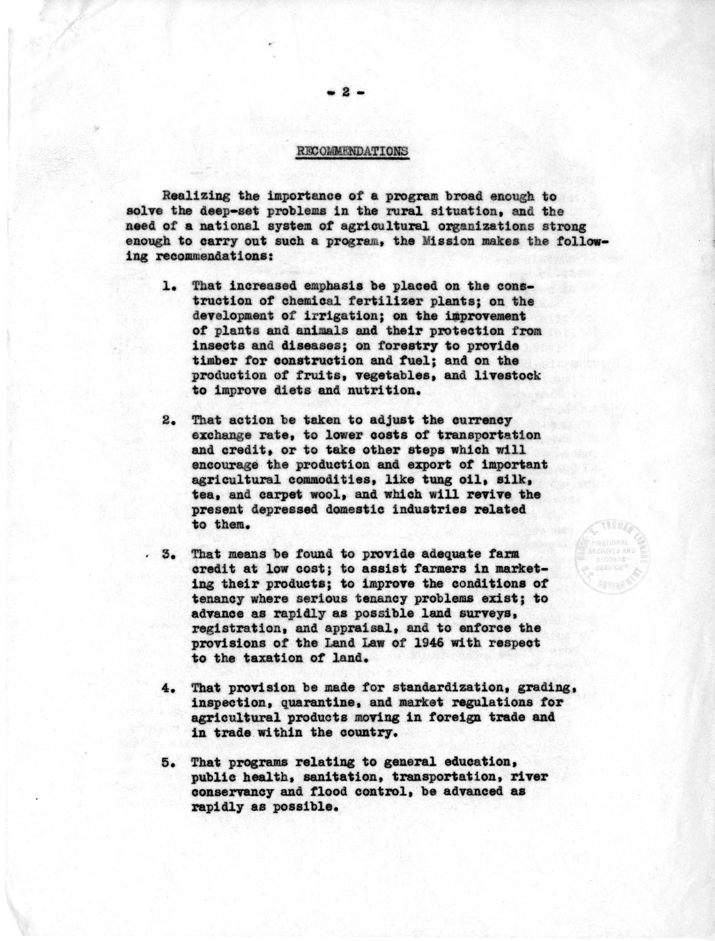 Memorandum from Edwin A. Locke to President Harry S. Truman, With Attachment