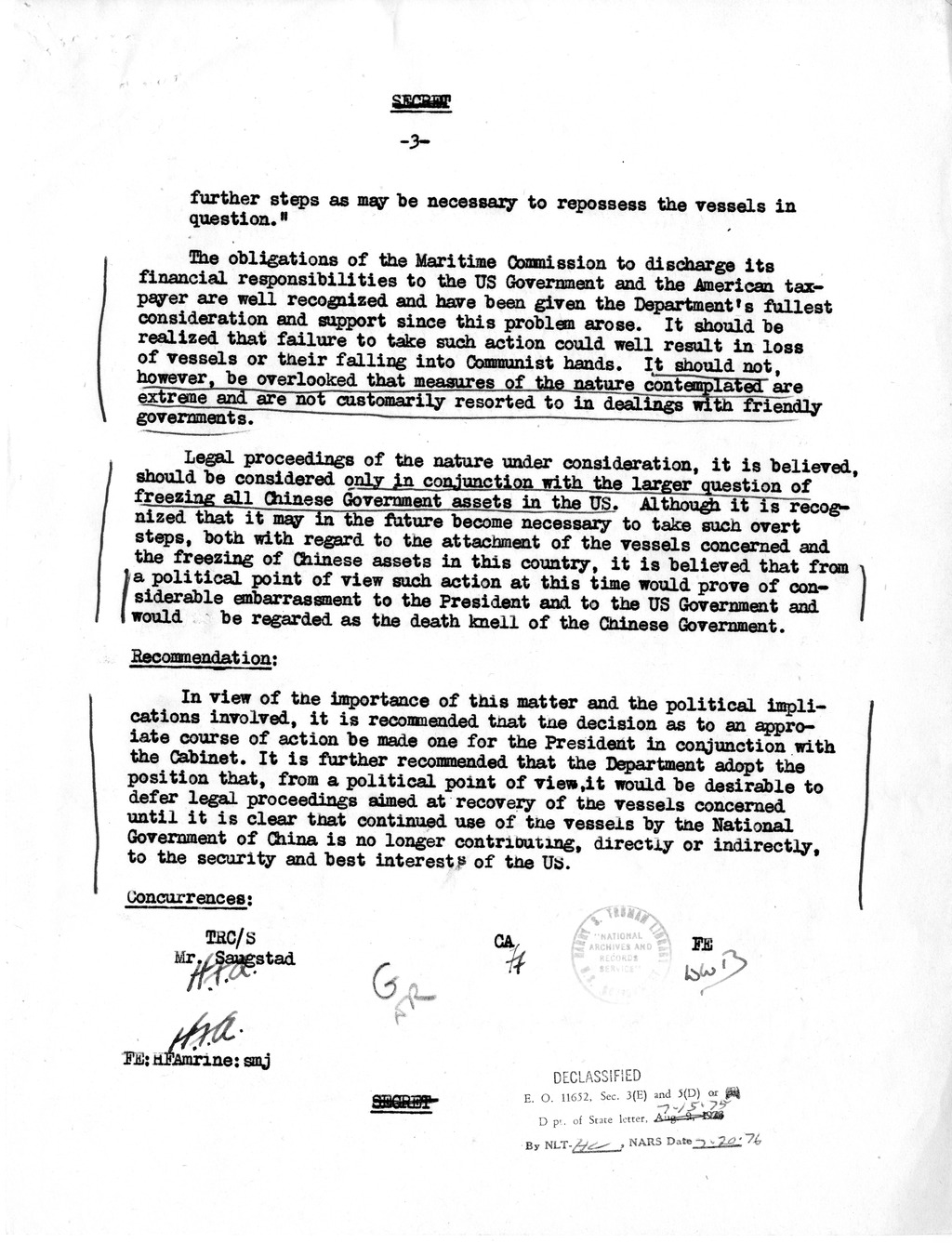 Memorandum from Walton Butterworth to The Acting Secretary of State