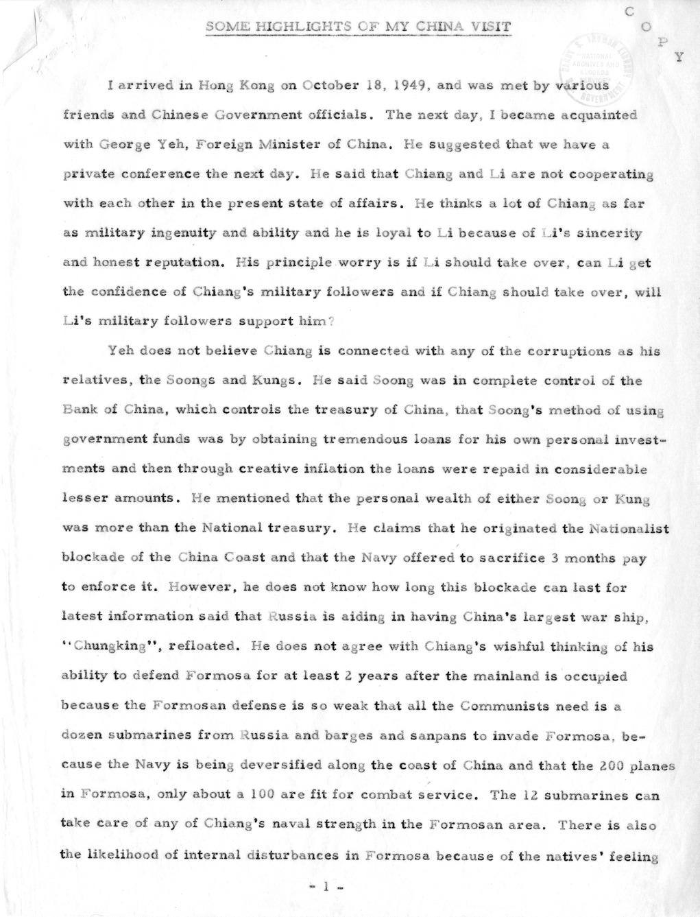 Memorandum from President Harry S. Truman to Secretary of State Dean Acheson, with Attachment