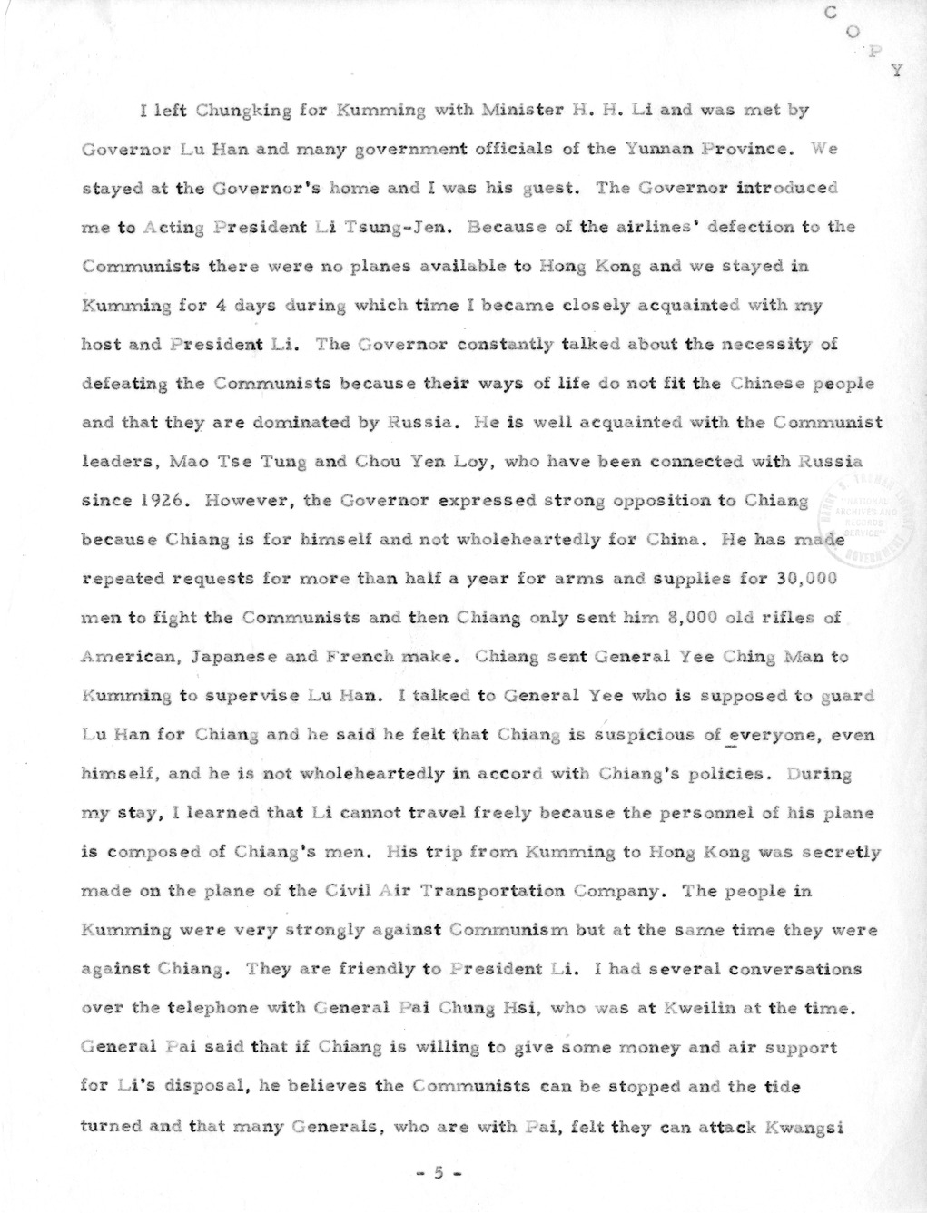 Memorandum from President Harry S. Truman to Secretary of State Dean Acheson, with Attachment