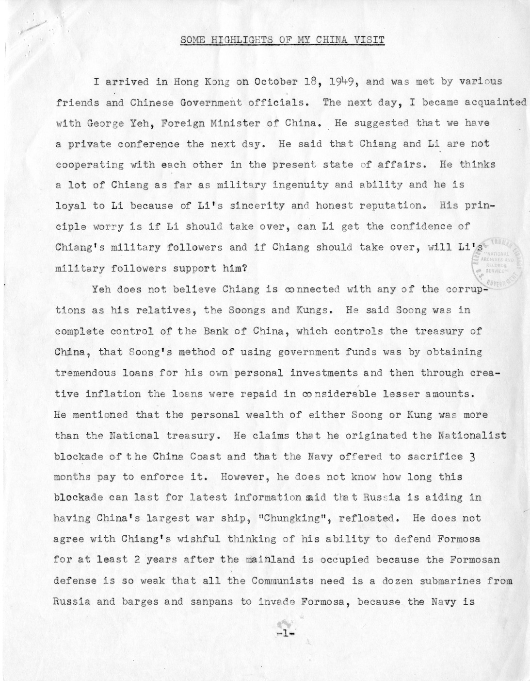 Memorandum from President Harry S. Truman to Secretary of State Dean Acheson, with Attachment