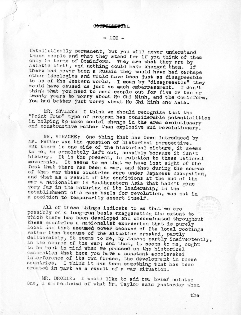 Record of Round-Table Discussion by Twenty-Five Far East Experts with the Department of State on "American Policy Toward China" [Part 2]