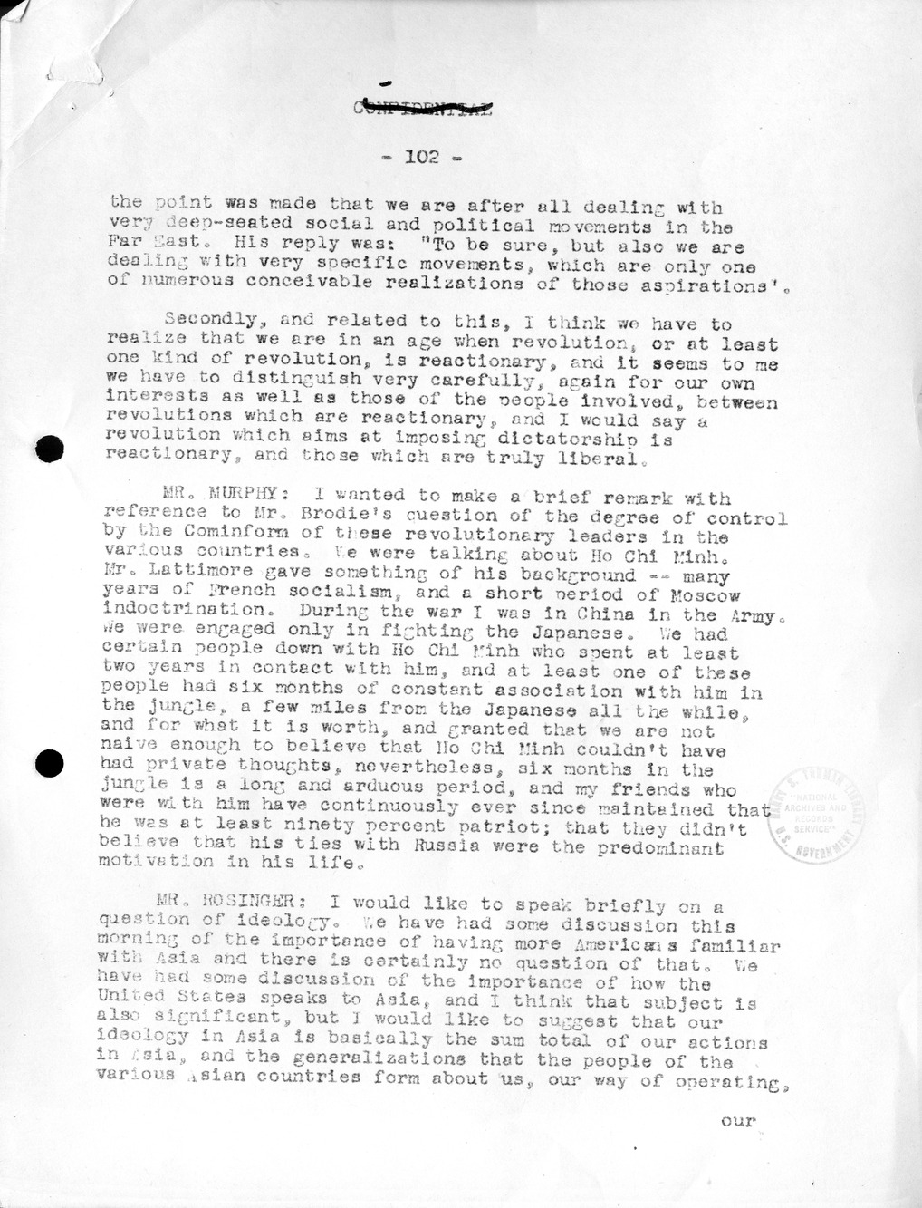 Record of Round-Table Discussion by Twenty-Five Far East Experts with the Department of State on "American Policy Toward China" [Part 2]