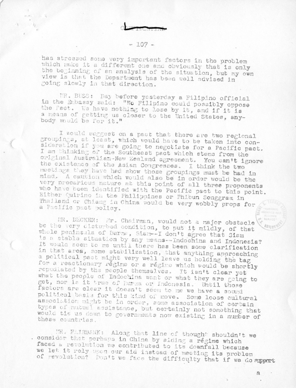 Record of Round-Table Discussion by Twenty-Five Far East Experts with the Department of State on "American Policy Toward China" [Part 2]