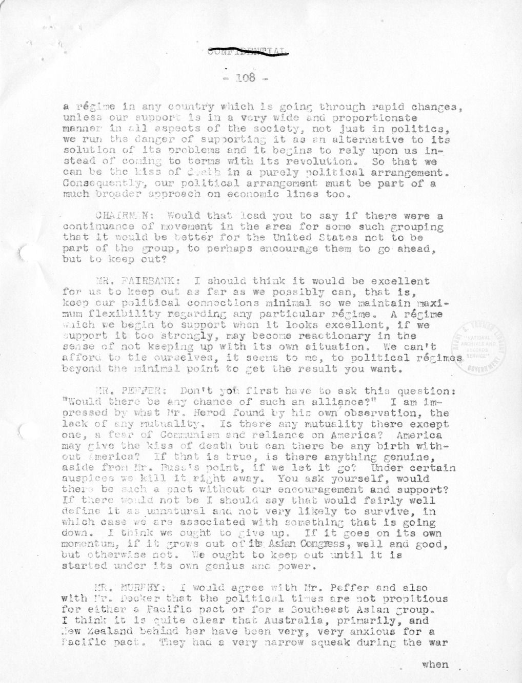 Record of Round-Table Discussion by Twenty-Five Far East Experts with the Department of State on "American Policy Toward China" [Part 2]