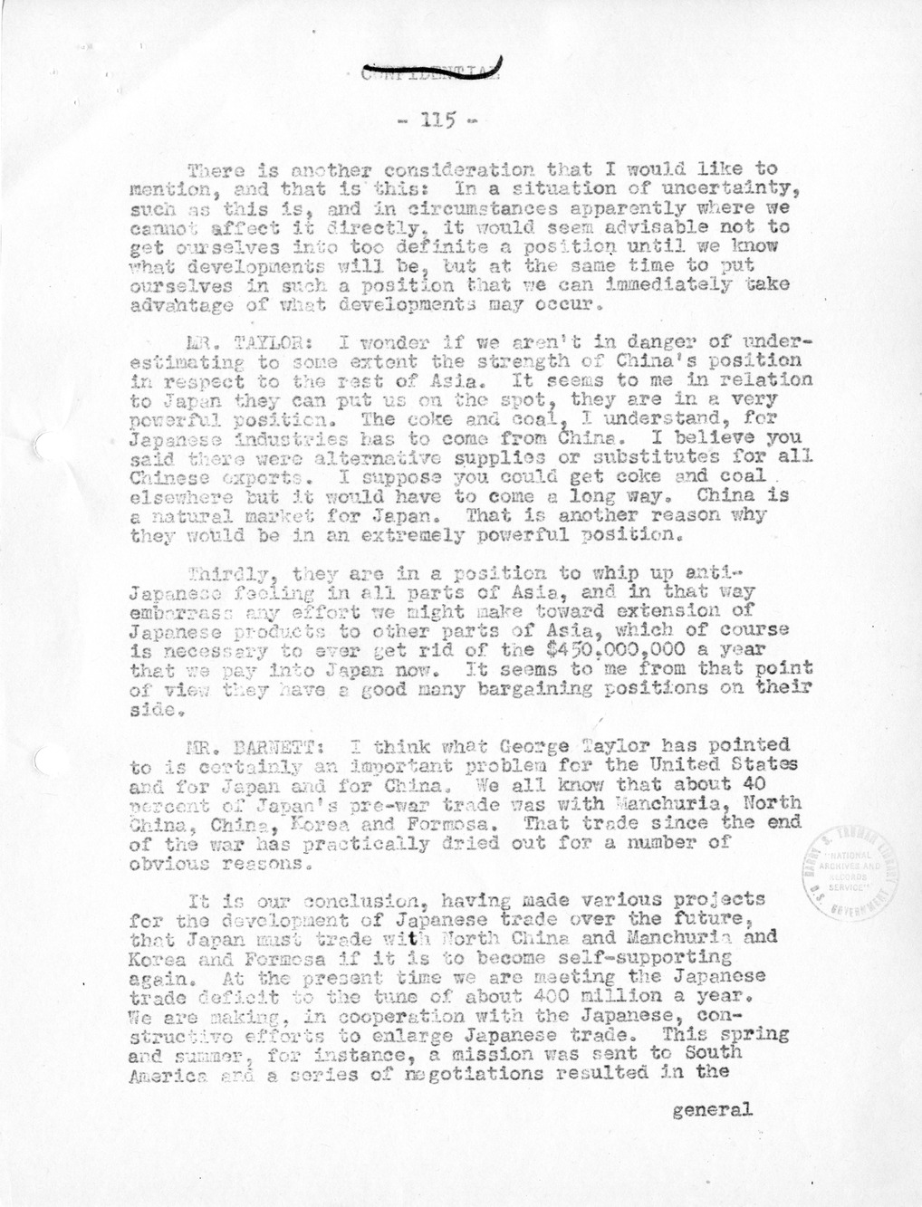 Record of Round-Table Discussion by Twenty-Five Far East Experts with the Department of State on "American Policy Toward China" [Part 2]