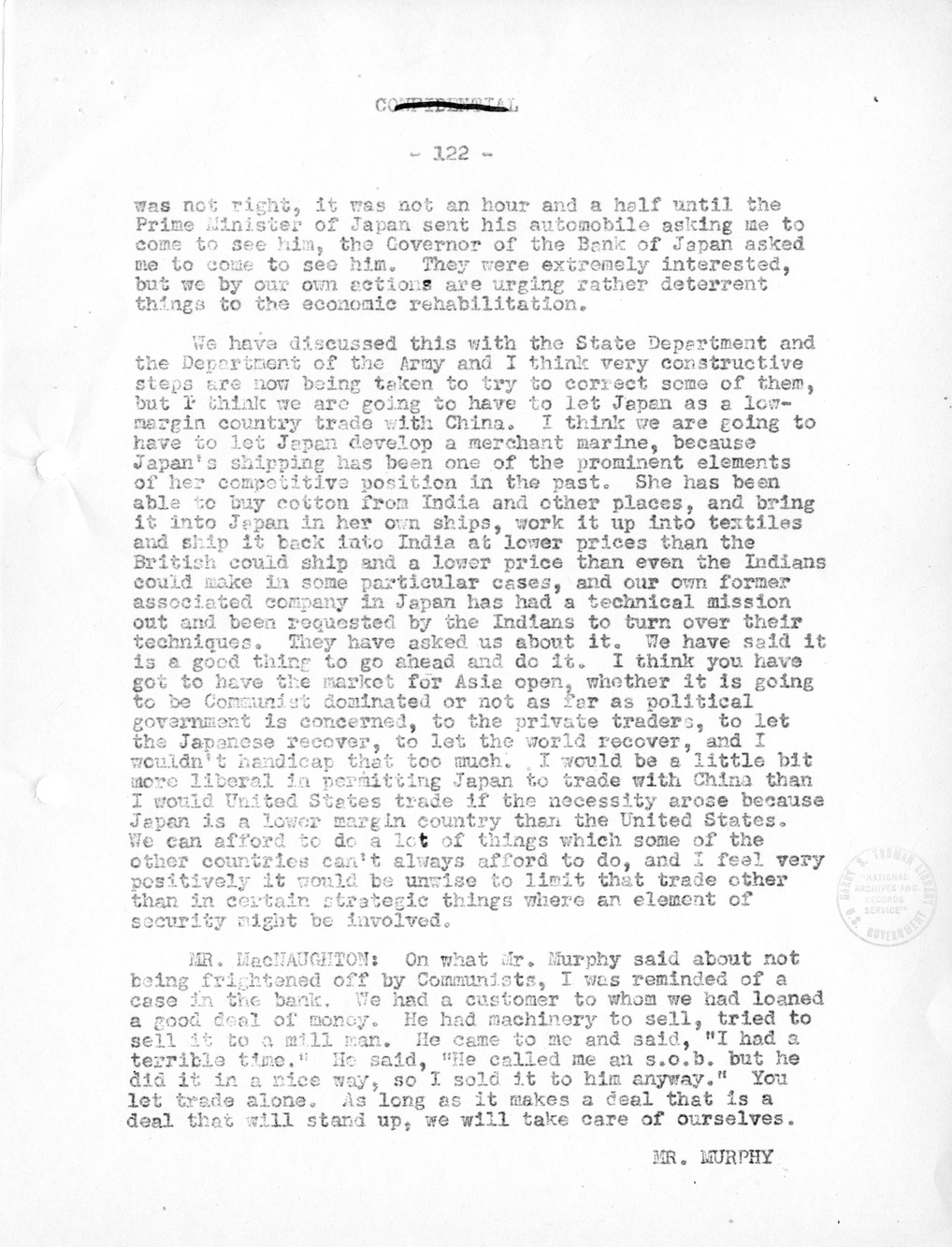 Record of Round-Table Discussion by Twenty-Five Far East Experts with the Department of State on "American Policy Toward China" [Part 2]