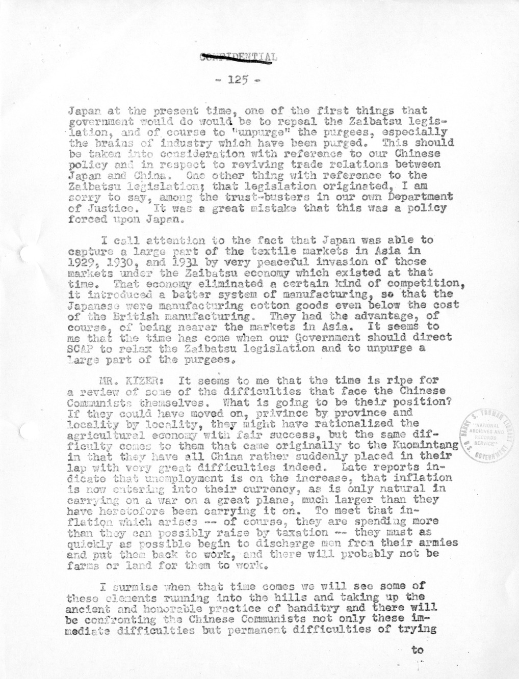 Record of Round-Table Discussion by Twenty-Five Far East Experts with the Department of State on "American Policy Toward China" [Part 2]