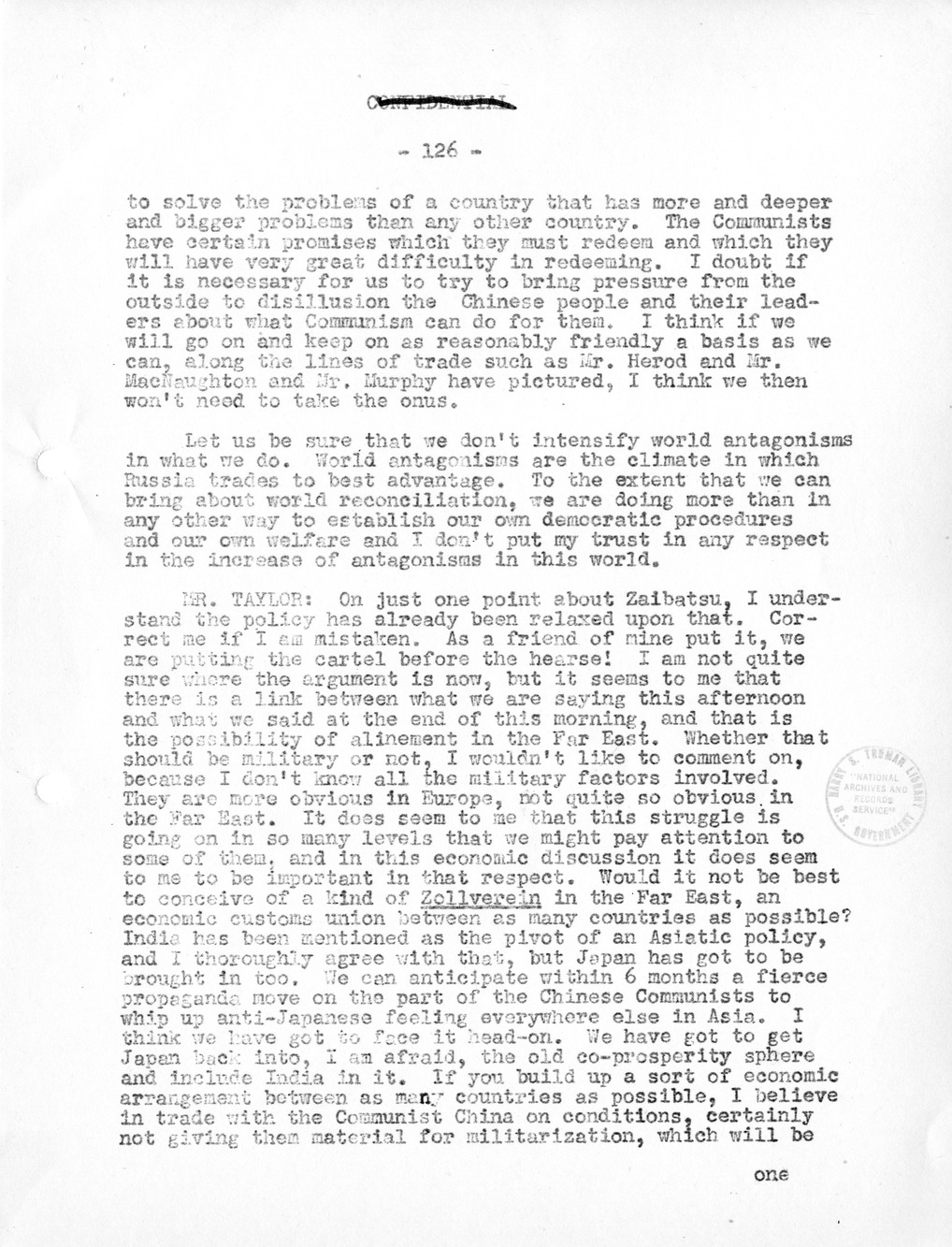 Record of Round-Table Discussion by Twenty-Five Far East Experts with the Department of State on "American Policy Toward China" [Part 2]