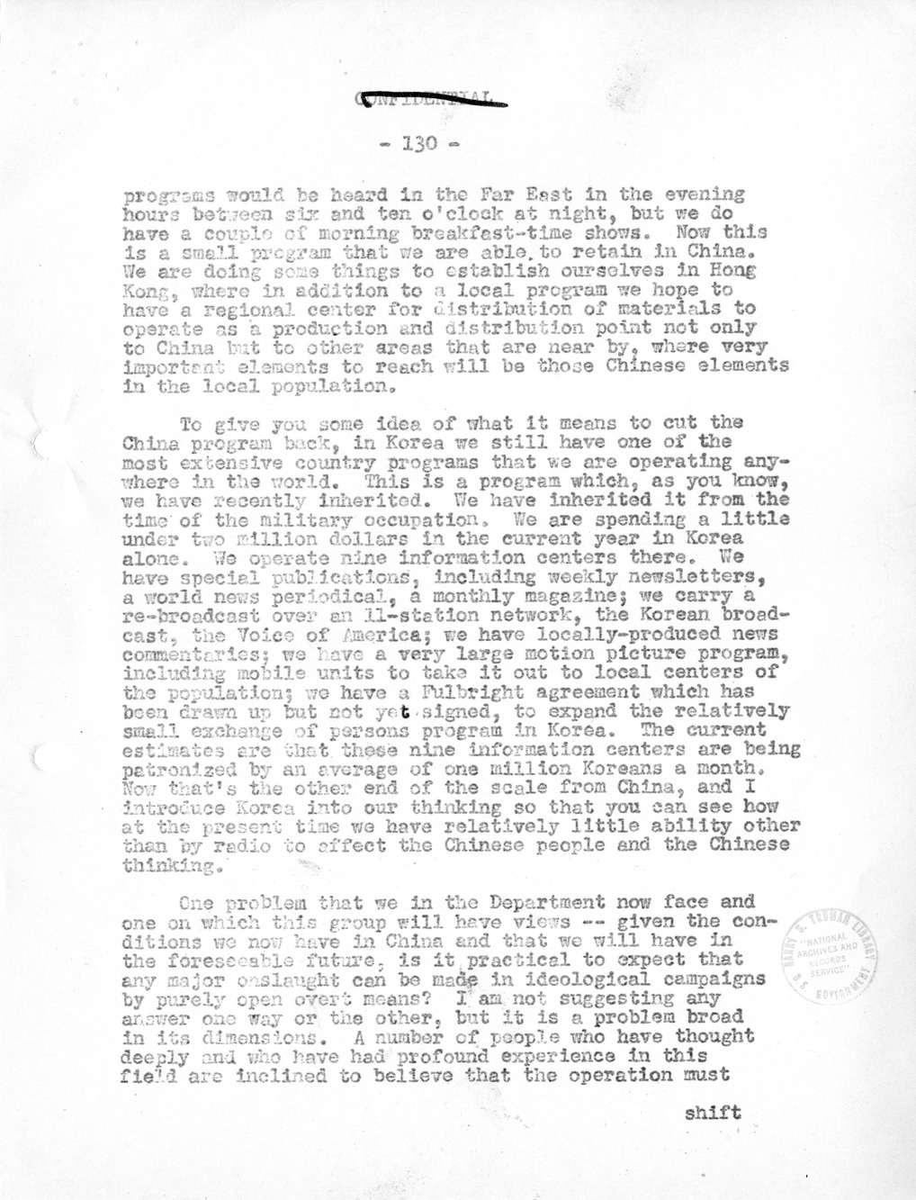 Record of Round-Table Discussion by Twenty-Five Far East Experts with the Department of State on "American Policy Toward China" [Part 2]