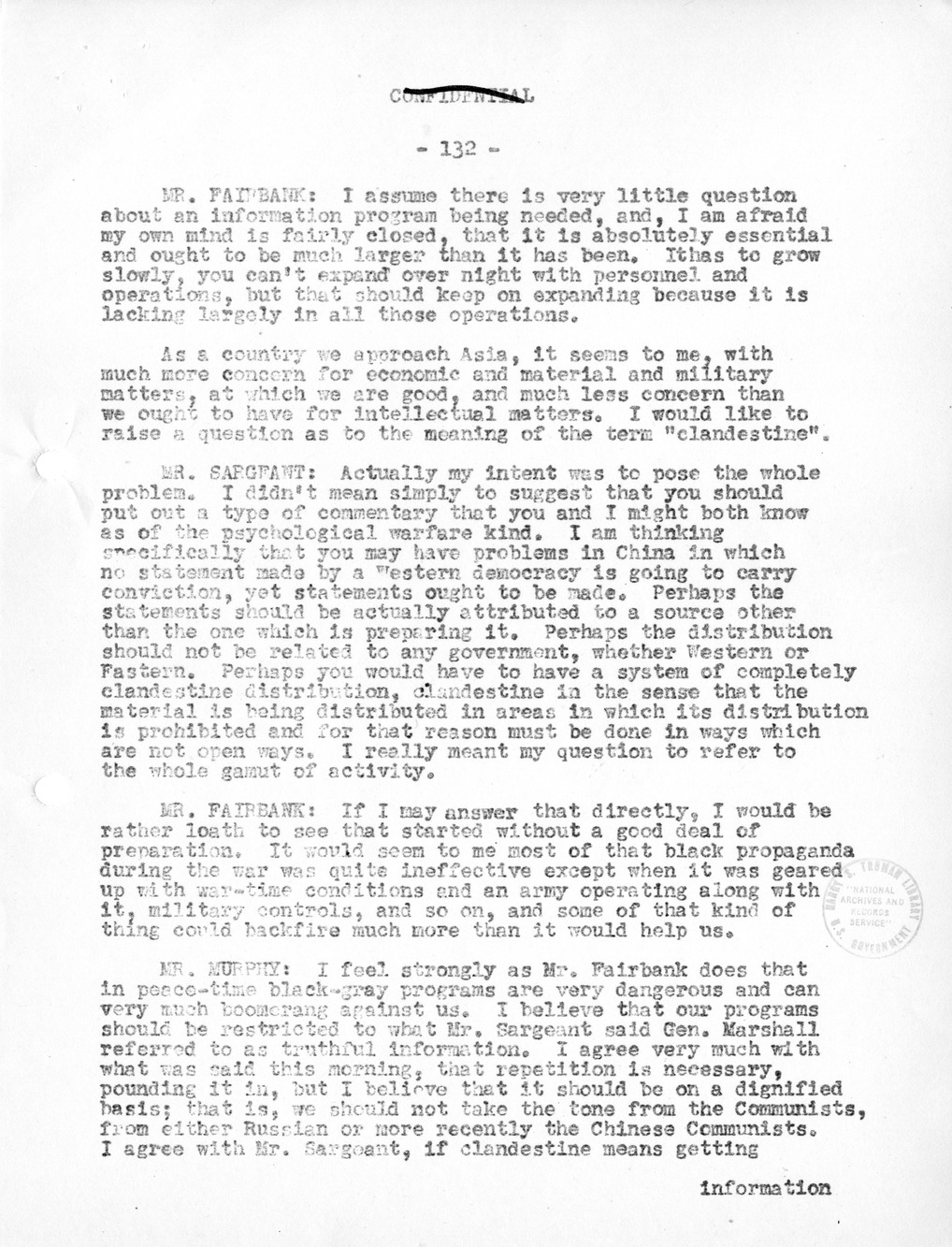 Record of Round-Table Discussion by Twenty-Five Far East Experts with the Department of State on "American Policy Toward China" [Part 2]