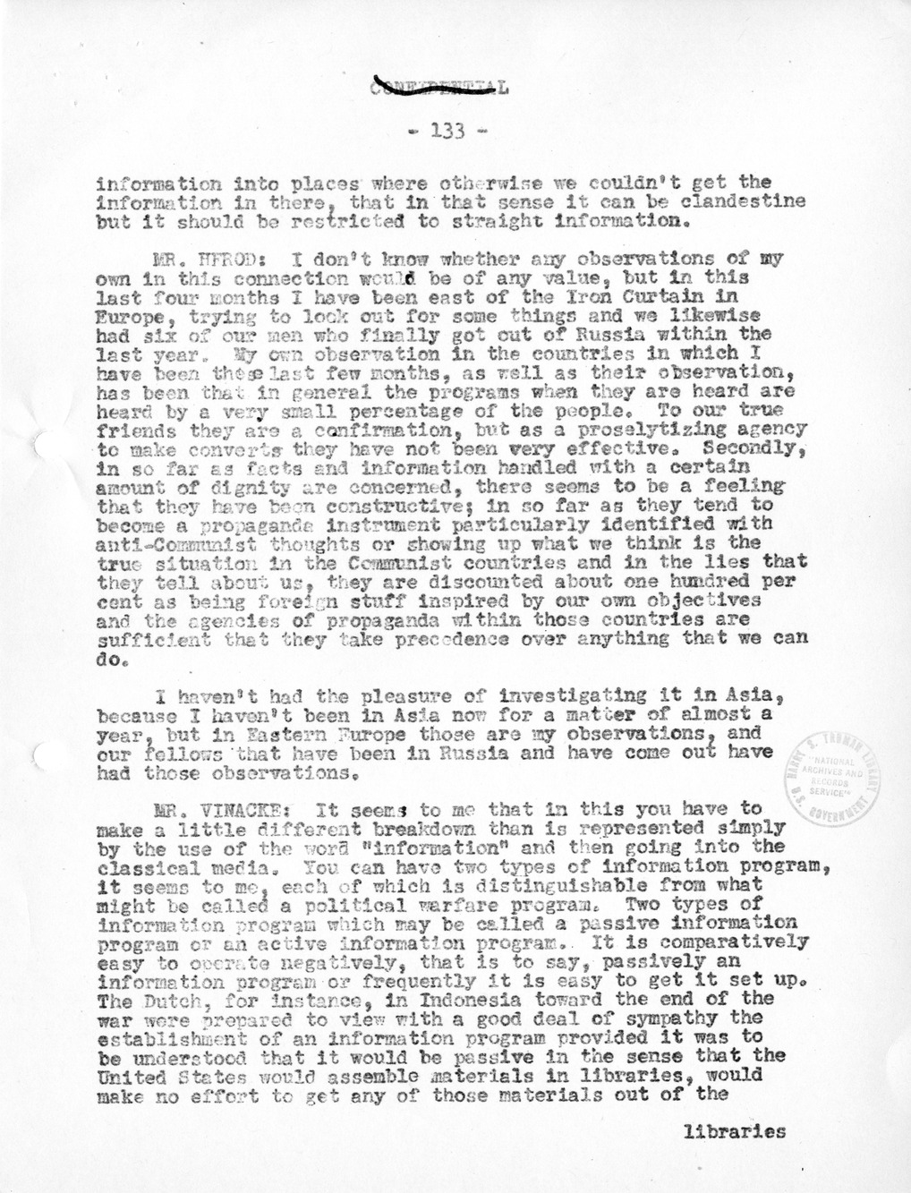 Record of Round-Table Discussion by Twenty-Five Far East Experts with the Department of State on "American Policy Toward China" [Part 2]