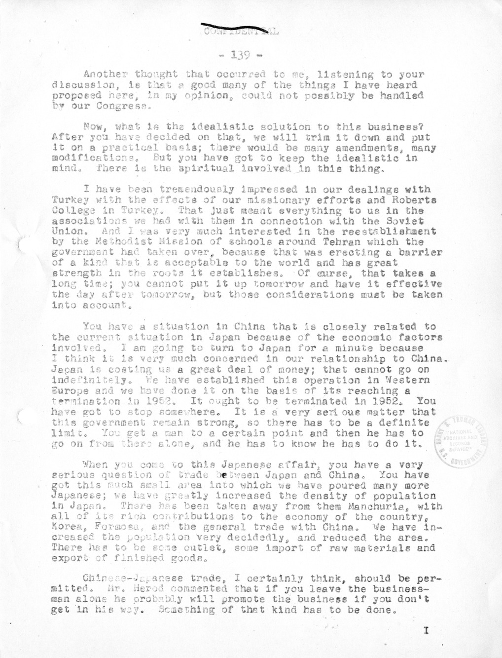 Record of Round-Table Discussion by Twenty-Five Far East Experts with the Department of State on "American Policy Toward China" [Part 2]