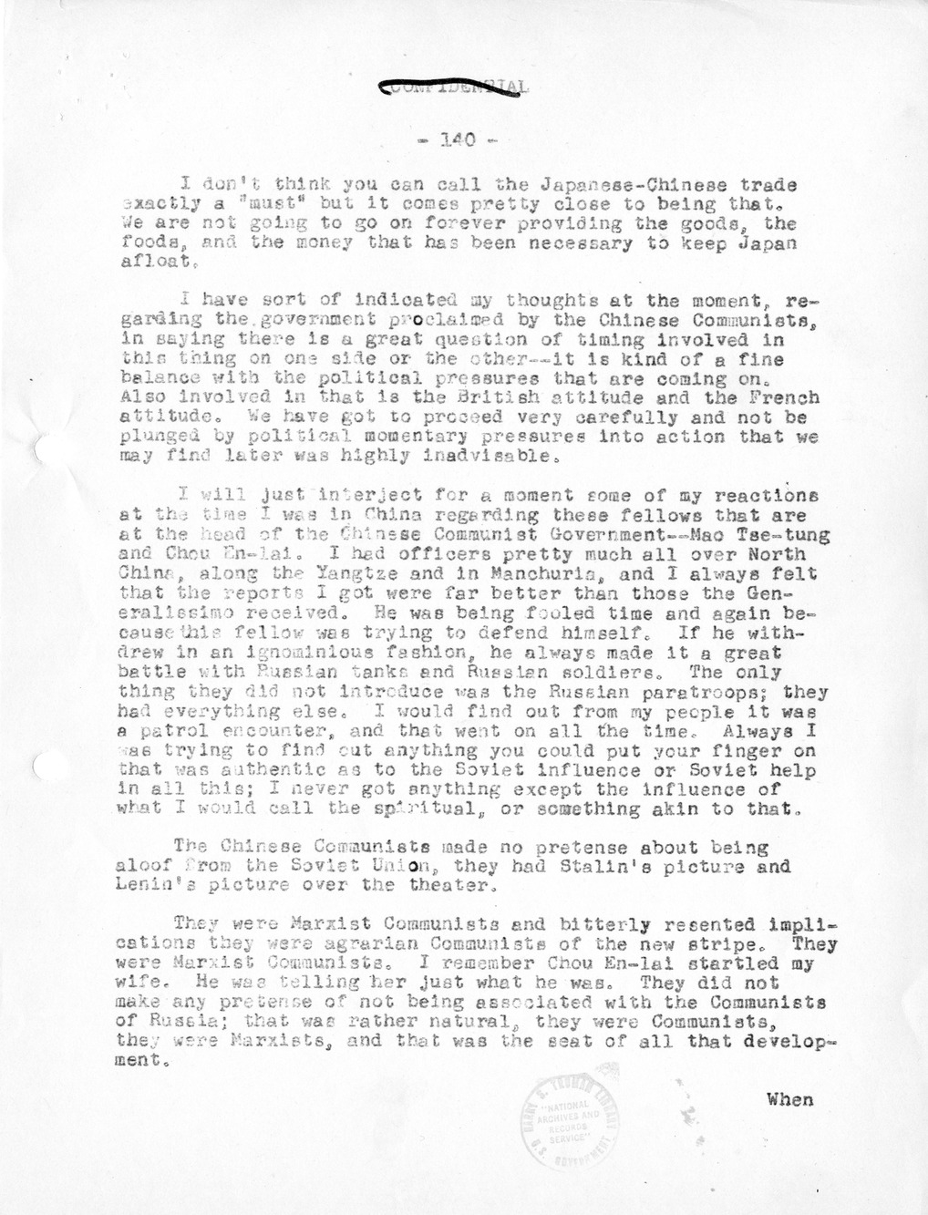 Record of Round-Table Discussion by Twenty-Five Far East Experts with the Department of State on "American Policy Toward China" [Part 2]