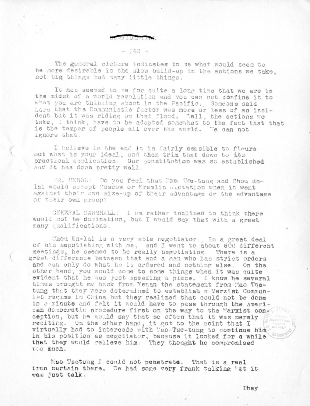 Record of Round-Table Discussion by Twenty-Five Far East Experts with the Department of State on "American Policy Toward China" [Part 2]