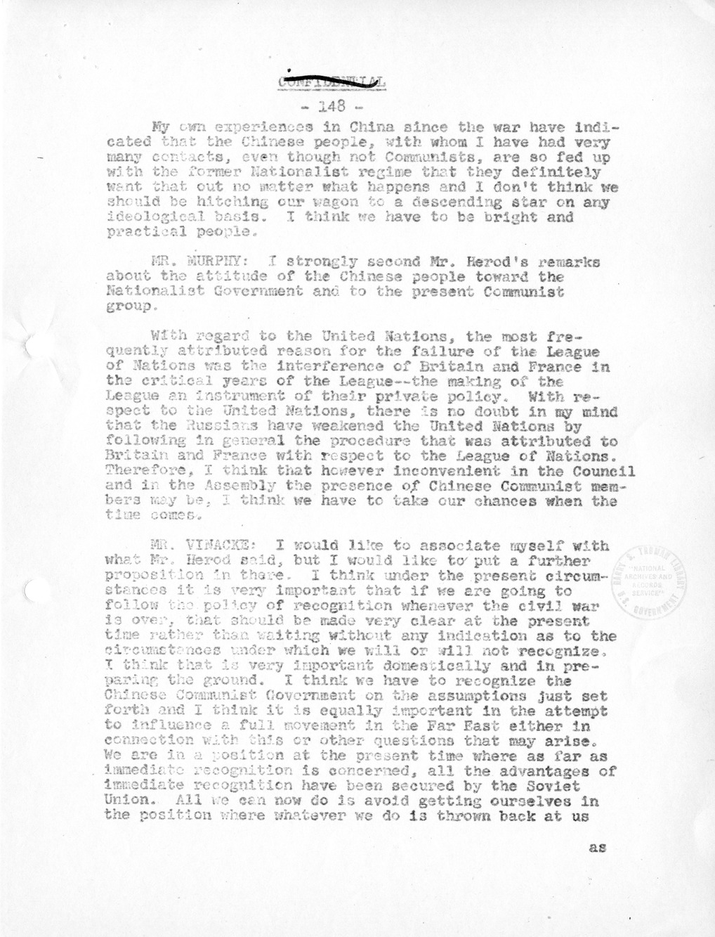 Record of Round-Table Discussion by Twenty-Five Far East Experts with the Department of State on "American Policy Toward China" [Part 2]