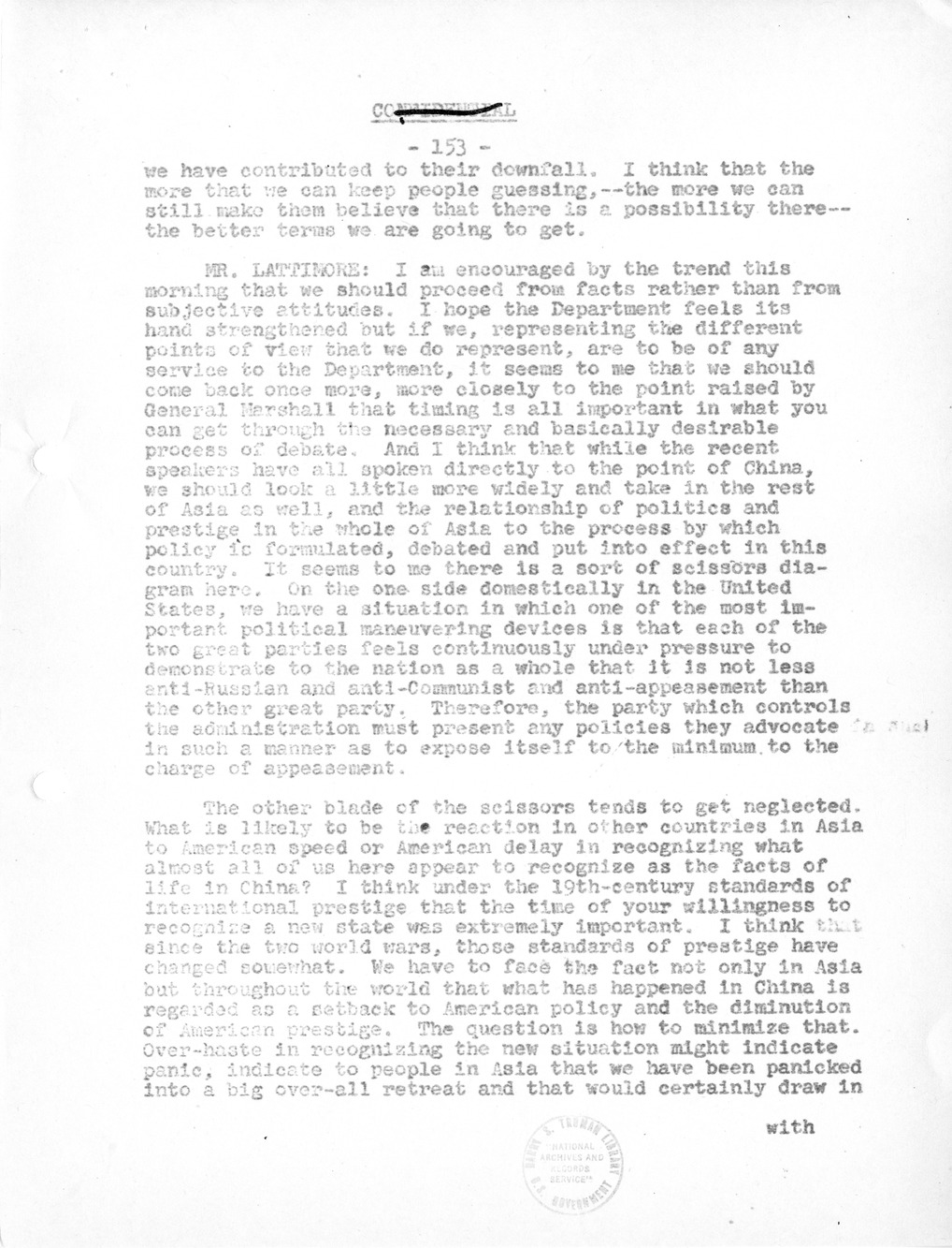 Record of Round-Table Discussion by Twenty-Five Far East Experts with the Department of State on "American Policy Toward China" [Part 2]