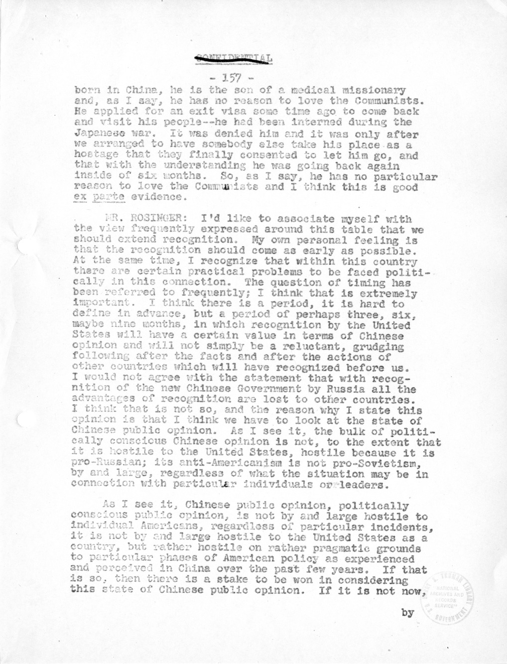 Record of Round-Table Discussion by Twenty-Five Far East Experts with the Department of State on "American Policy Toward China" [Part 2]