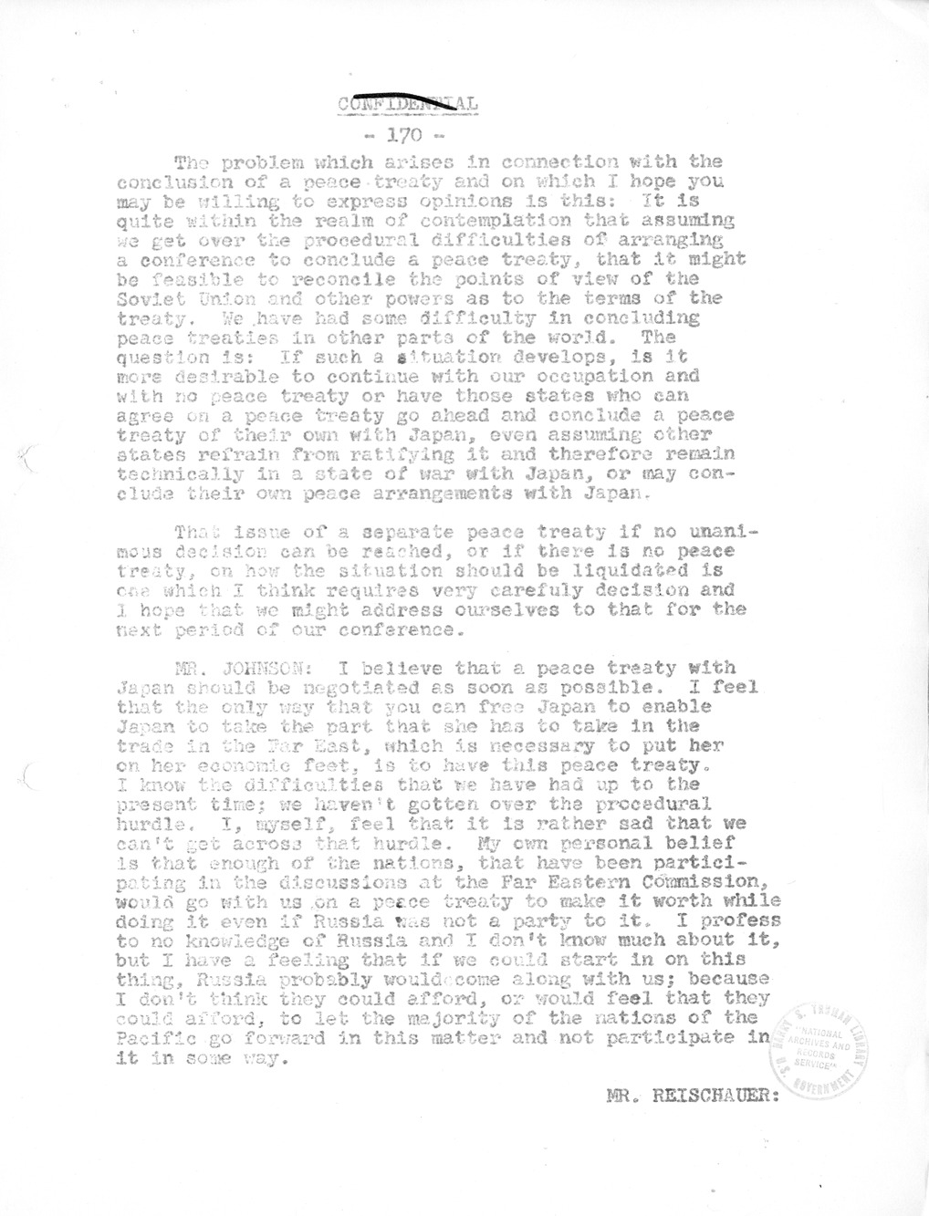 Record of Round-Table Discussion by Twenty-Five Far East Experts with the Department of State on "American Policy Toward China" [Part 2]