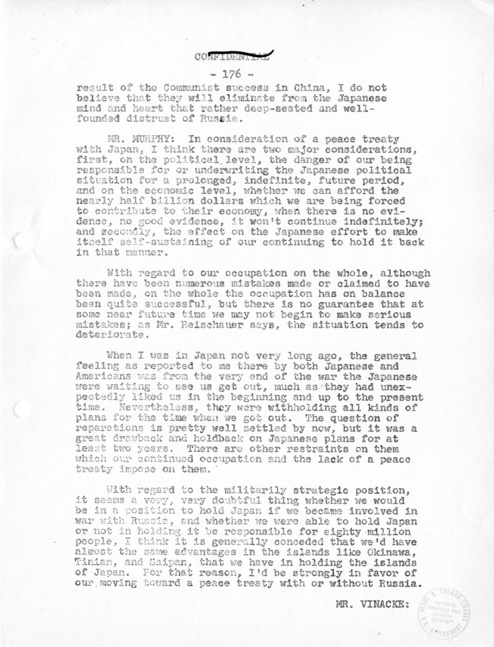 Record of Round-Table Discussion by Twenty-Five Far East Experts with the Department of State on "American Policy Toward China" [Part 2]