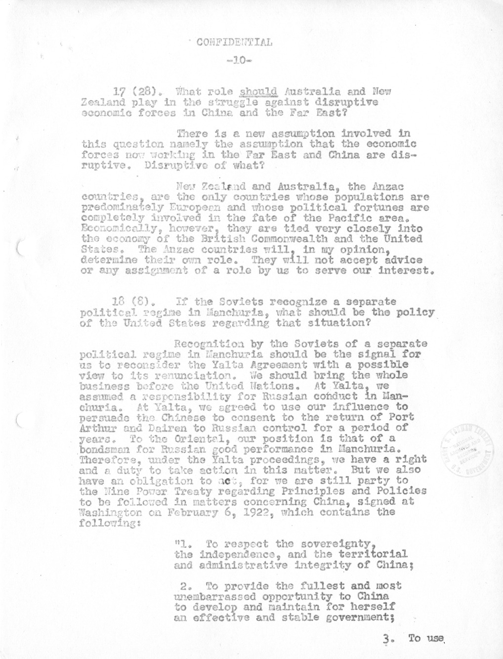 Record of Round-Table Discussion by Twenty-Five Far East Experts with the Department of State on "American Policy Toward China" [Part 2]