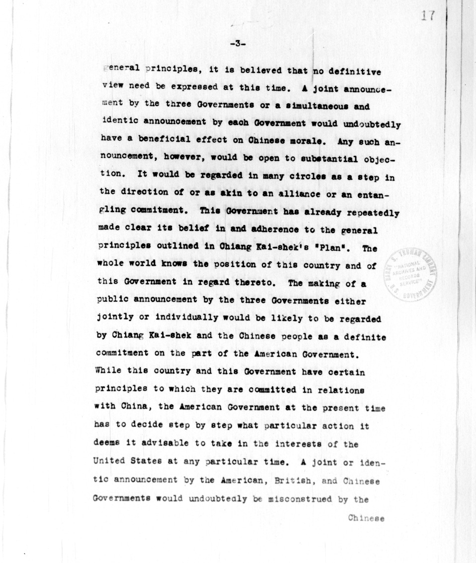 Memorandum from the Department of State - Division of Far Eastern Affairs
