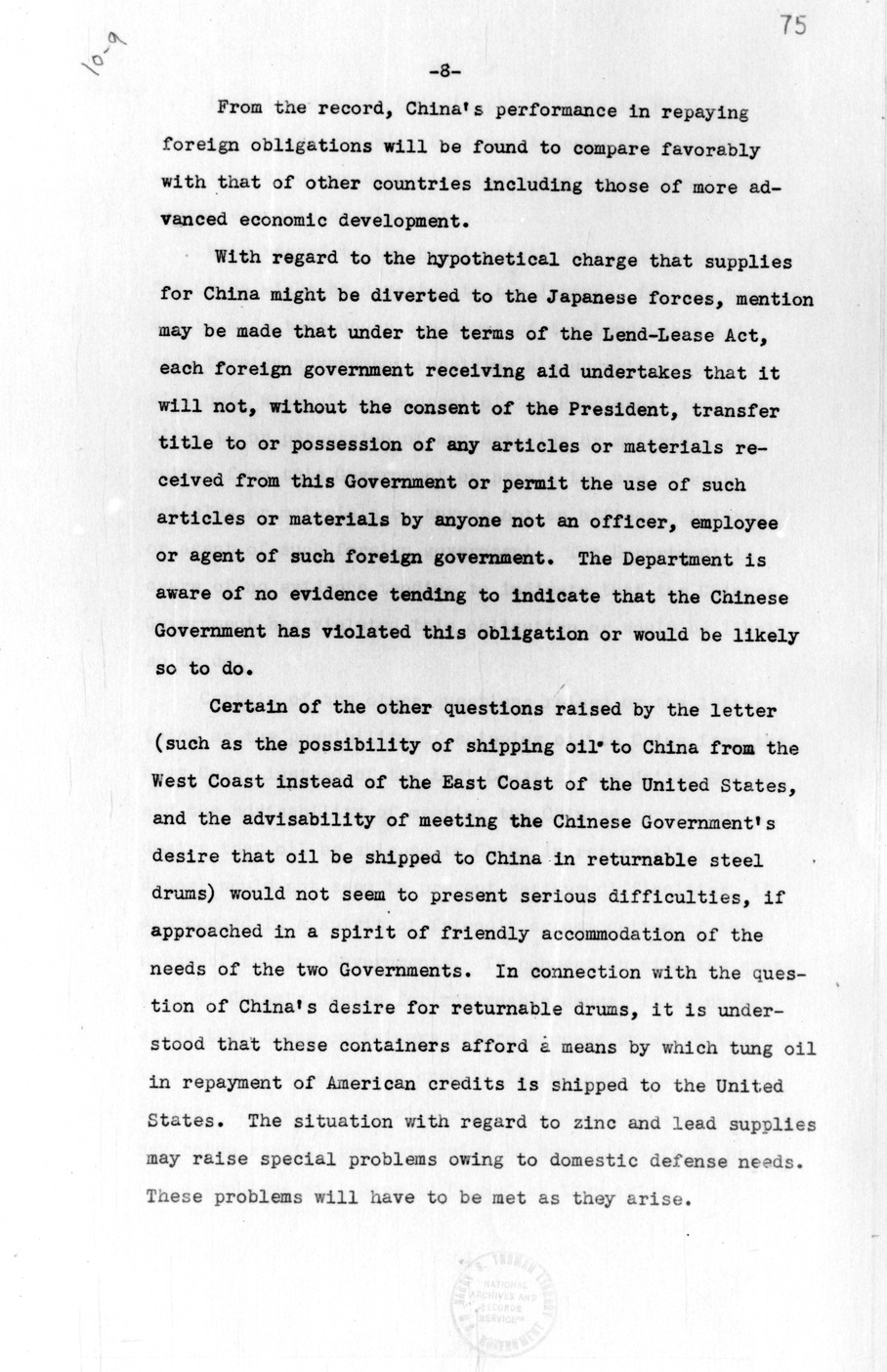 Memorandum, The American Policy of Aiding China and Technical Problems of Methods and Means