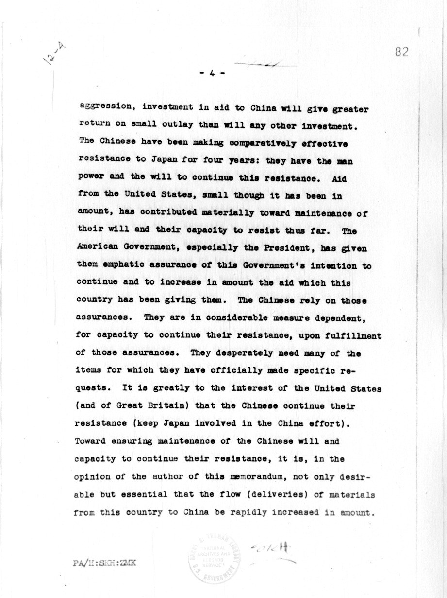 Memorandum from Department of State, Adviser on Political Relations