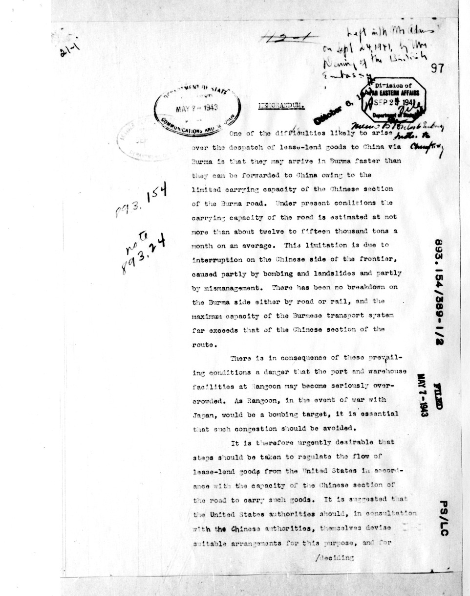 Memorandum from the British Embassy