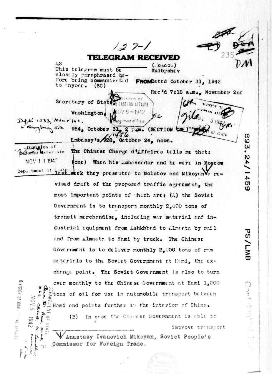 Telegram from Loy Henderson to Secretary of State Cordell Hull