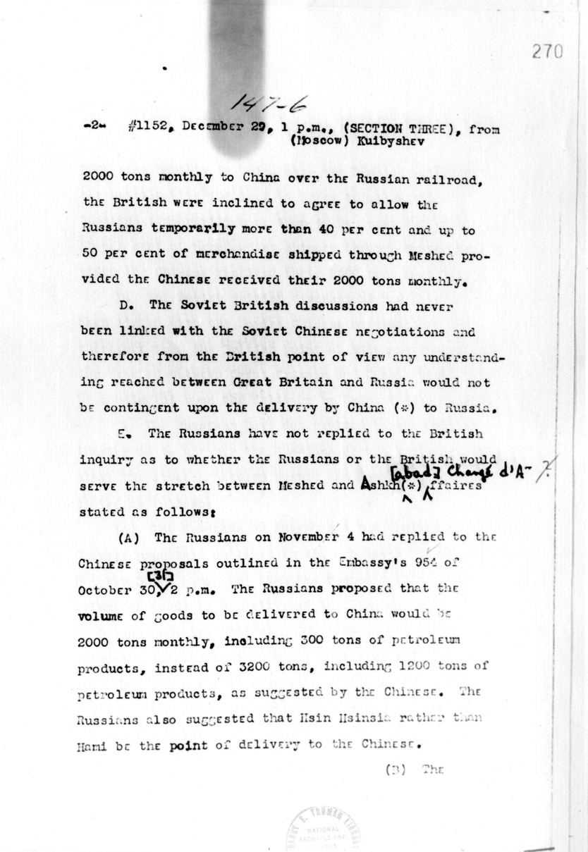 Telegram from Loy Henderson to Secretary of State Cordell Hull