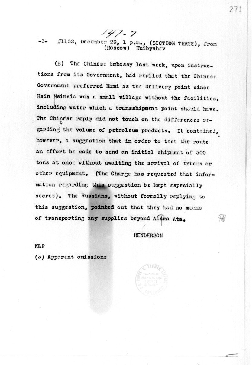 Telegram from Loy Henderson to Secretary of State Cordell Hull