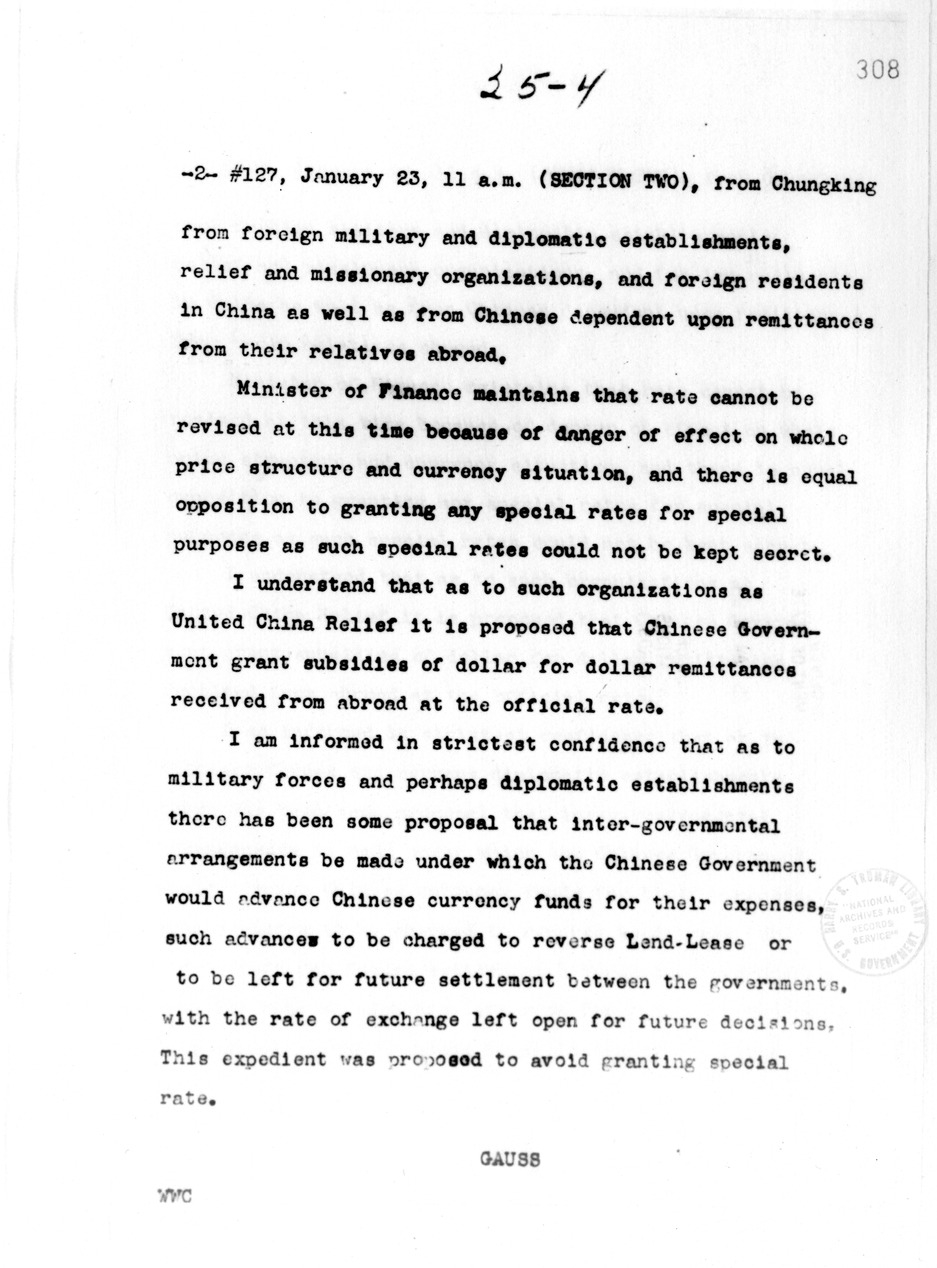 Telegram from Ambassador Clarence Gauss to Secretary of State Cordell Hull
