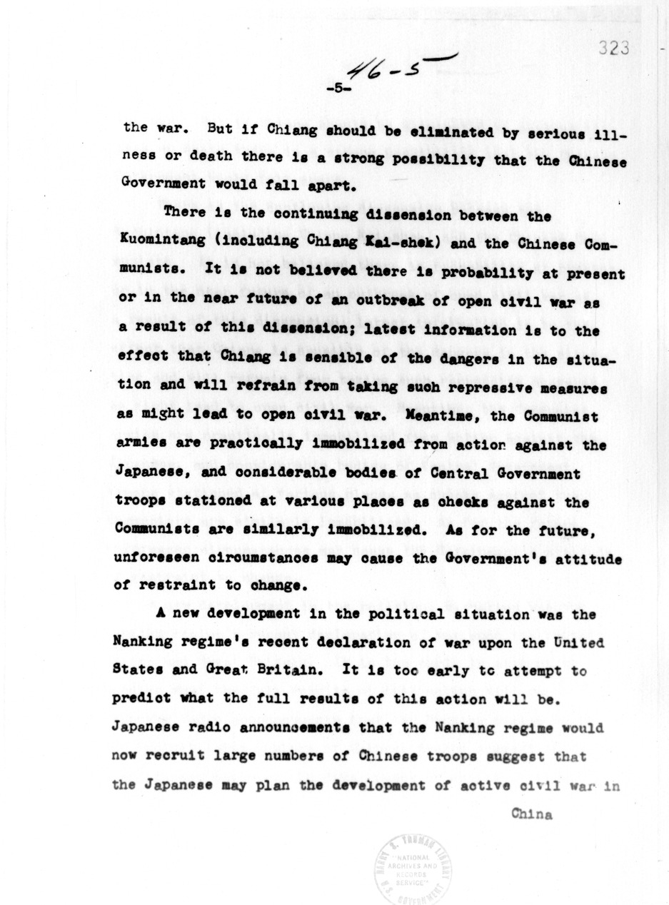 Memorandum from the Department of State - Division of Far Eastern Affairs