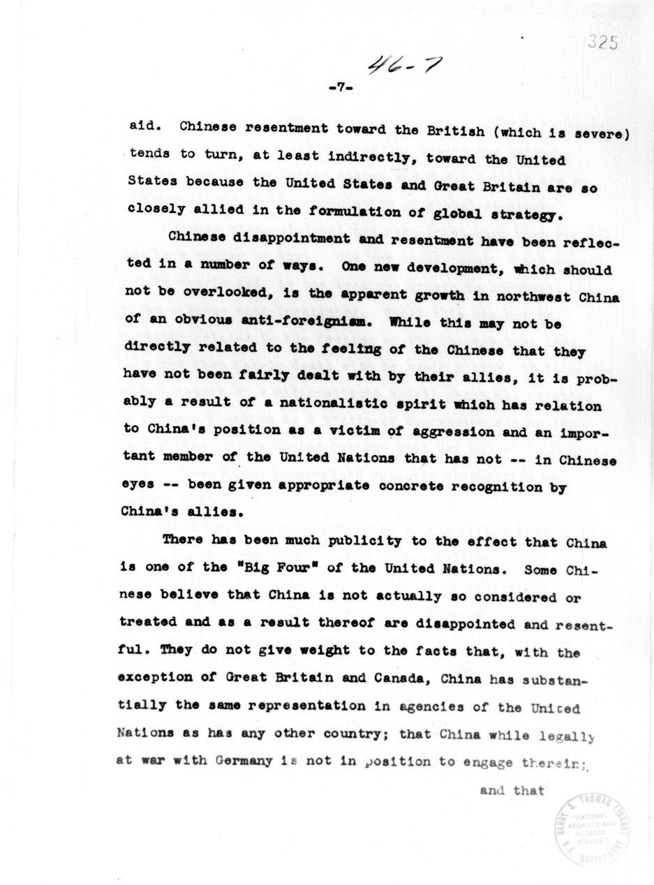 Memorandum from the Department of State - Division of Far Eastern Affairs