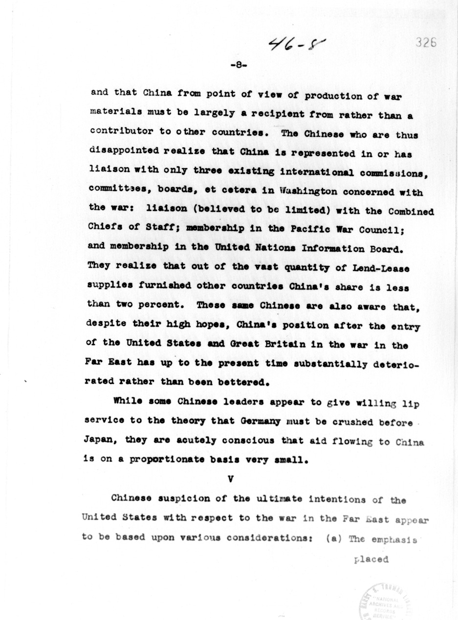 Memorandum from the Department of State - Division of Far Eastern Affairs