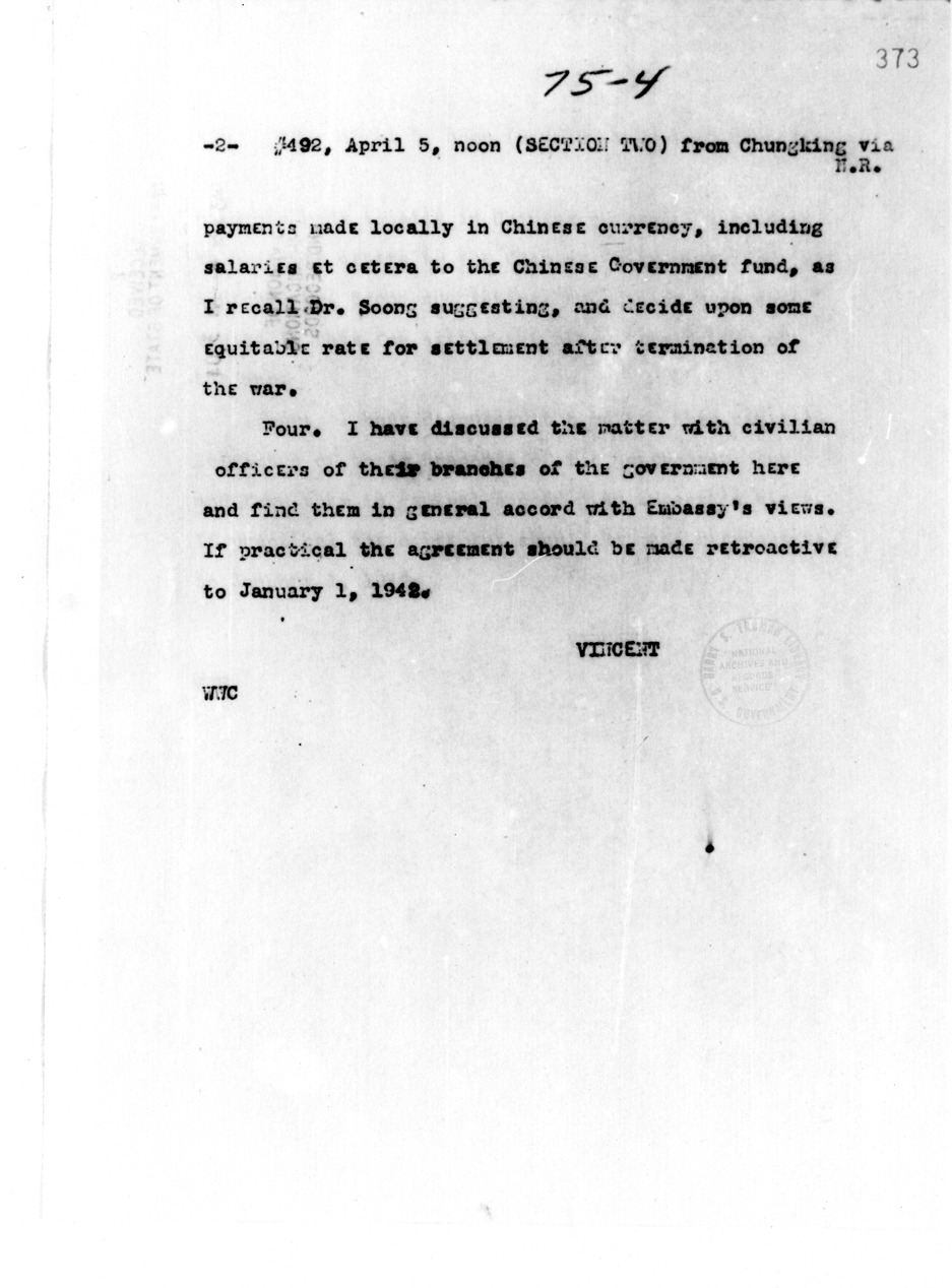 Telegram from John Carter Vincent to Secretary of State Cordell Hull