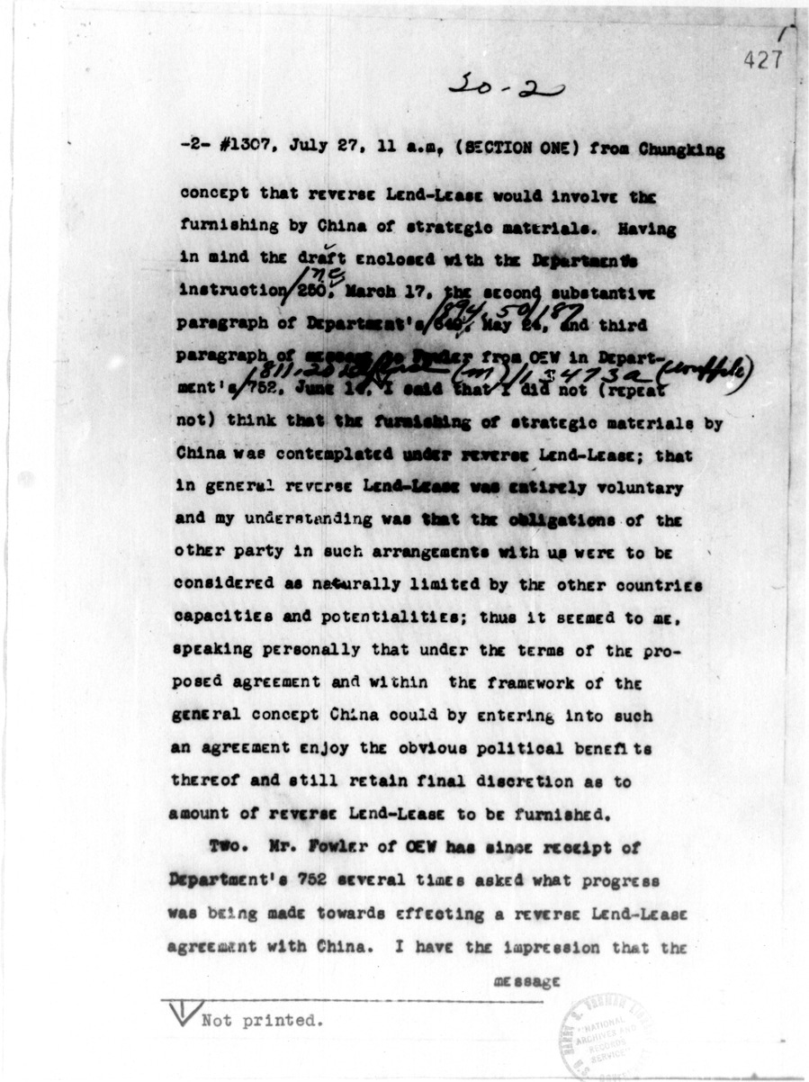Telegram from George Atcheson to Secretary of State Cordell Hull