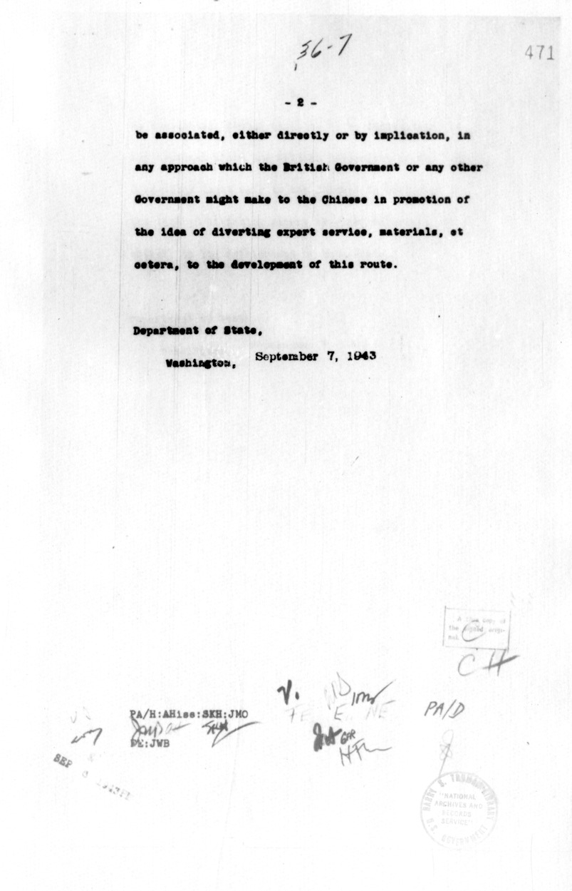 Memorandum from Secretary of State Cordell Hull to British Embassy