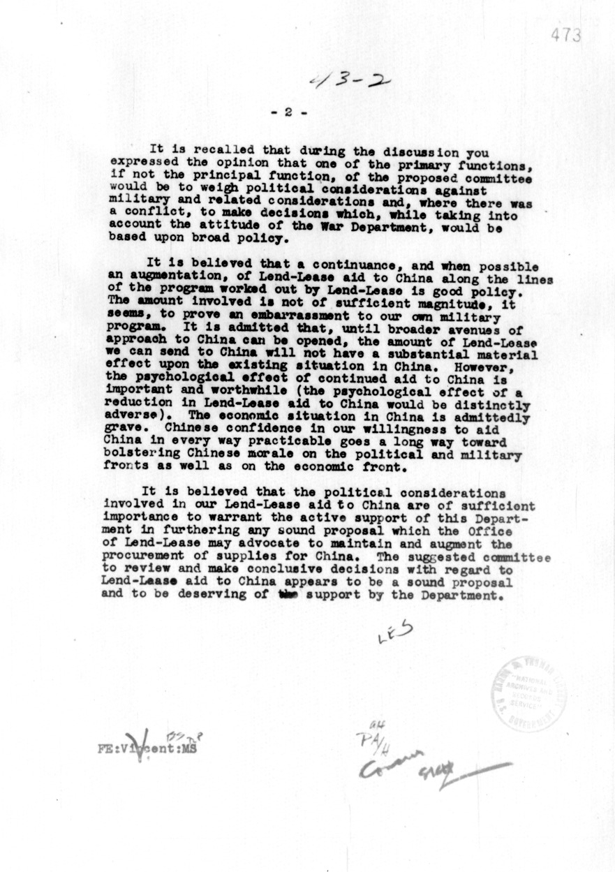 Memorandum from John Carter Vincent to Dean Acheson