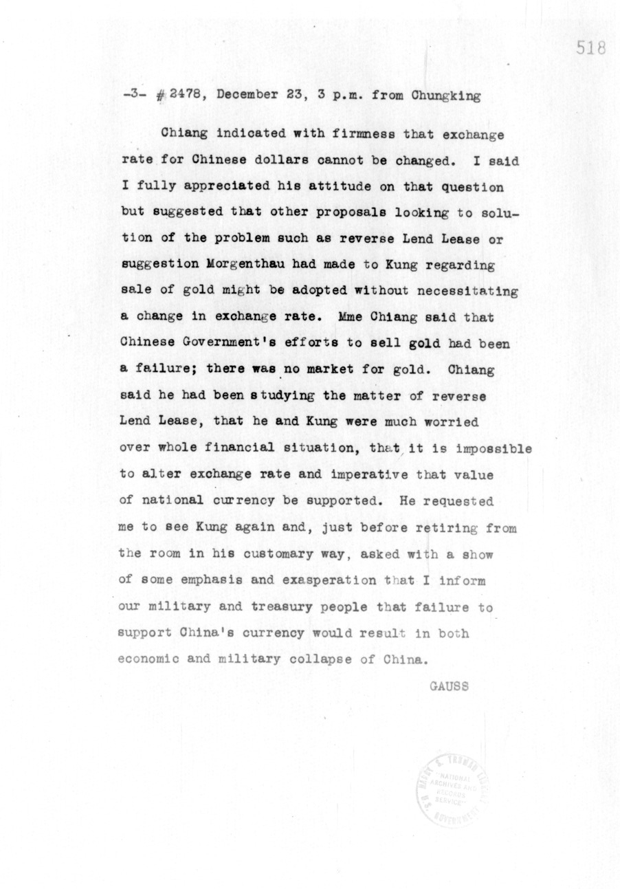 Telegram from Ambassador Clarence Gauss to Secretary of State Cordell Hull