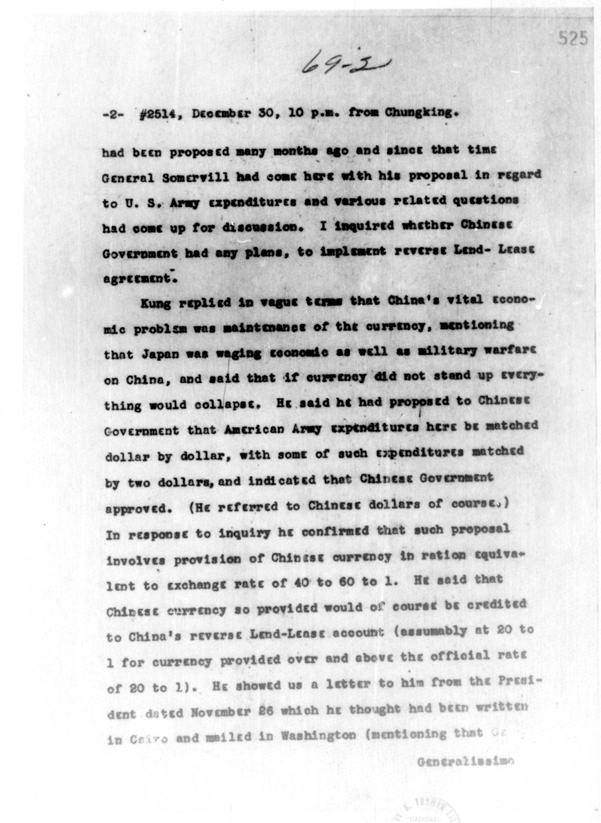 Telegram from Ambassador Clarence Gauss to Secretary of State Cordell Hull