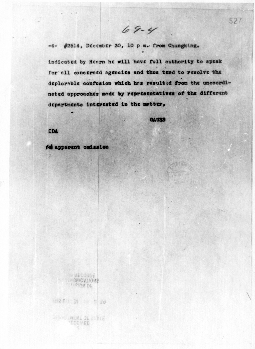 Telegram from Ambassador Clarence Gauss to Secretary of State Cordell Hull
