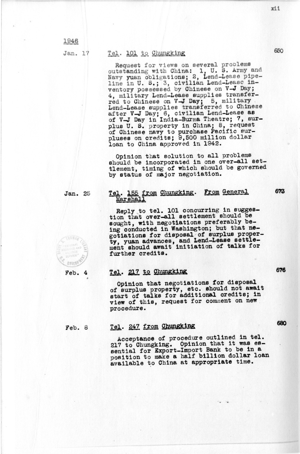 Title and Table of Contents, Documents On Diplomatic Aspects Of Efforts By The United States To Supply China With Materials Of War Under The Lend-Lease Act, 1940-1947 - Part IV (1944-1947)