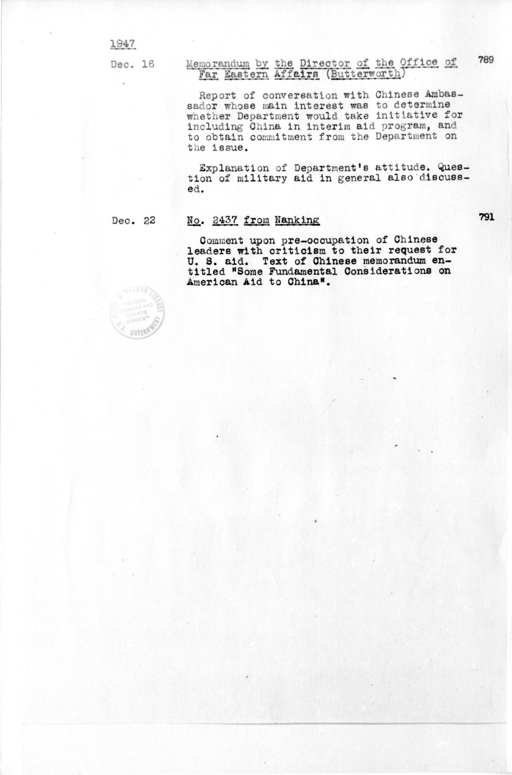 Title and Table of Contents, Documents On Diplomatic Aspects Of Efforts By The United States To Supply China With Materials Of War Under The Lend-Lease Act, 1940-1947 - Part IV (1944-1947)