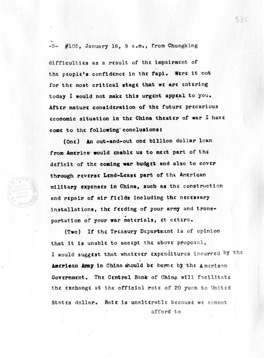 Telegram from Ambassador Clarence Gauss to Secretary of State Cordell Hull
