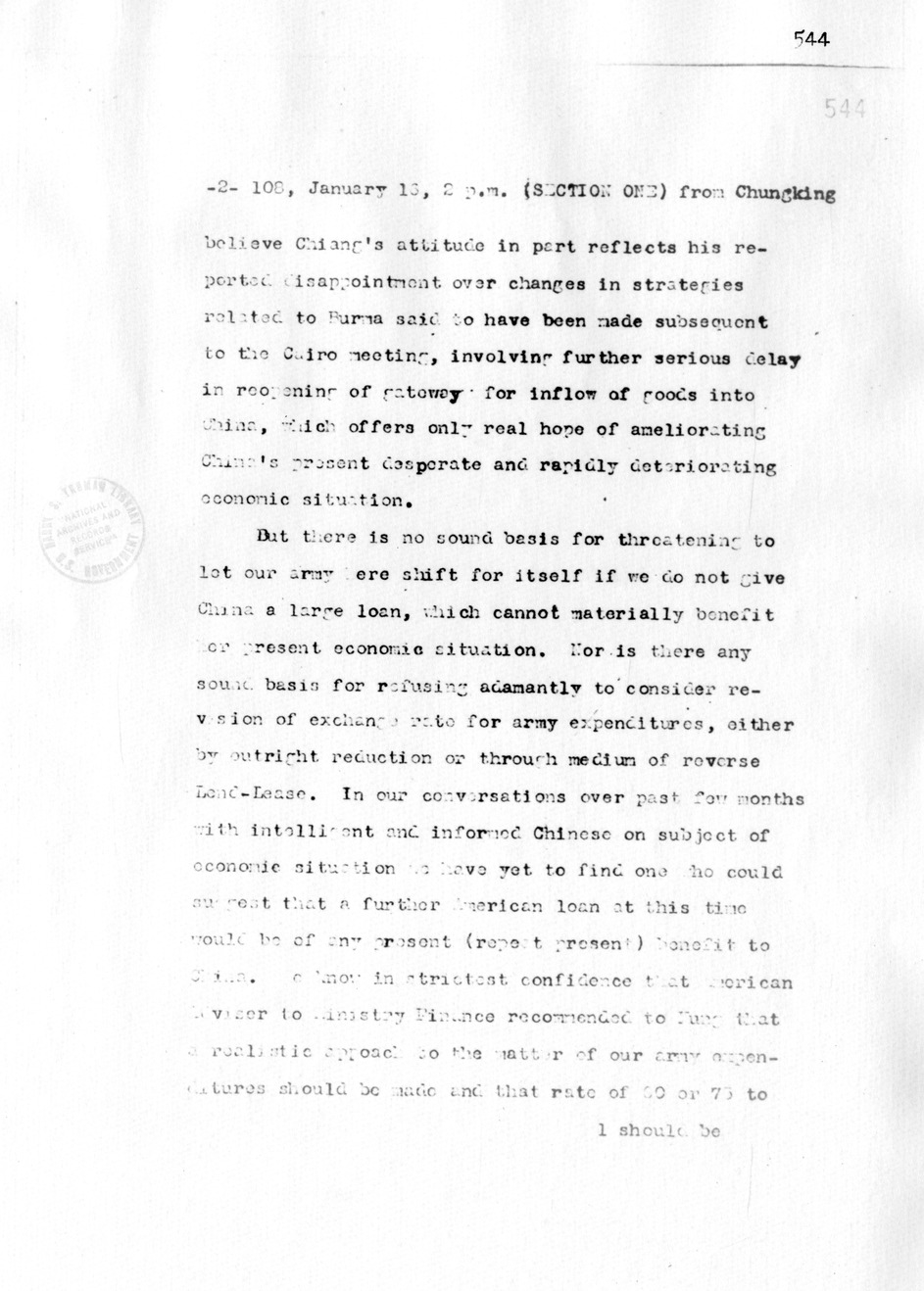 Telegram from Ambassador Clarence Gauss to Secretary of State Cordell Hull